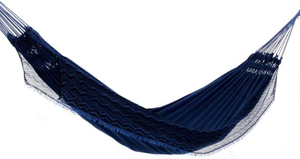 Rede De Dormir Jeans Mesclado Azul Com Preto